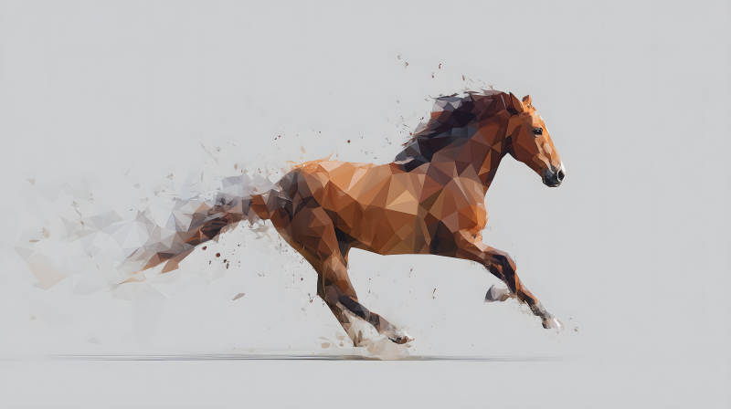 奔跑的马匹多边形艺术形象图片