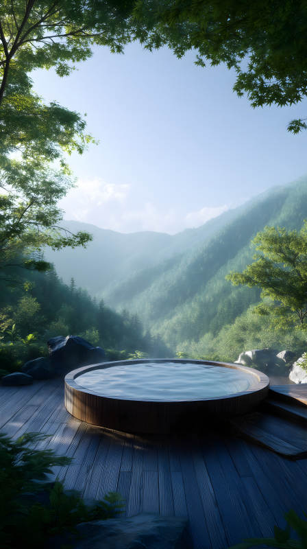 山间温泉水池风景如画环境优美图片