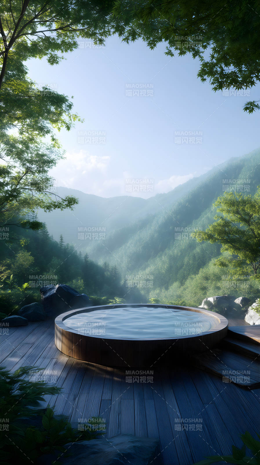 山间温泉水池风景如画环境优美图片