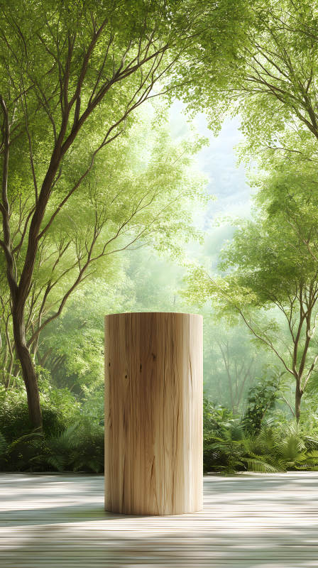 木柱森林背景下的自然场景图片