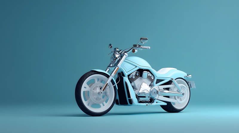 蓝色的摩托车模型设计图片