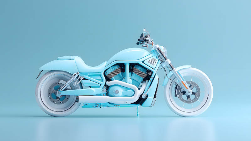 蓝色摩托车简约风格设计图片