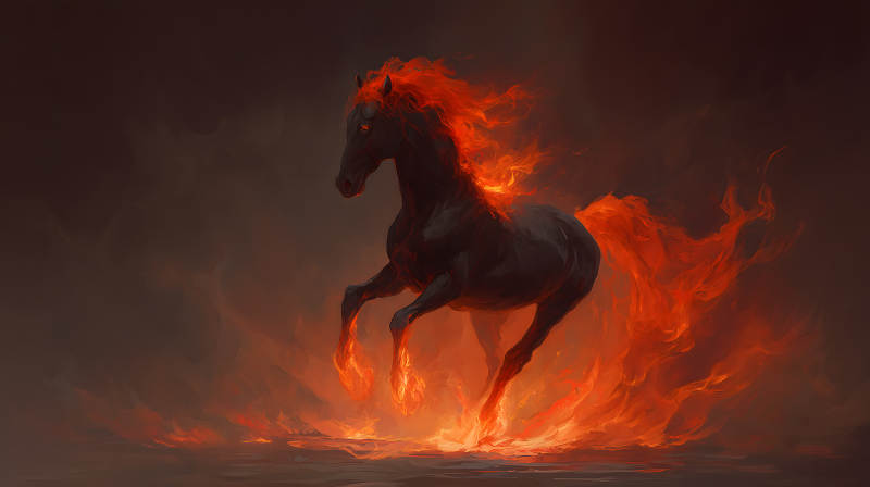 火焰战马在烈焰中奔腾图片
