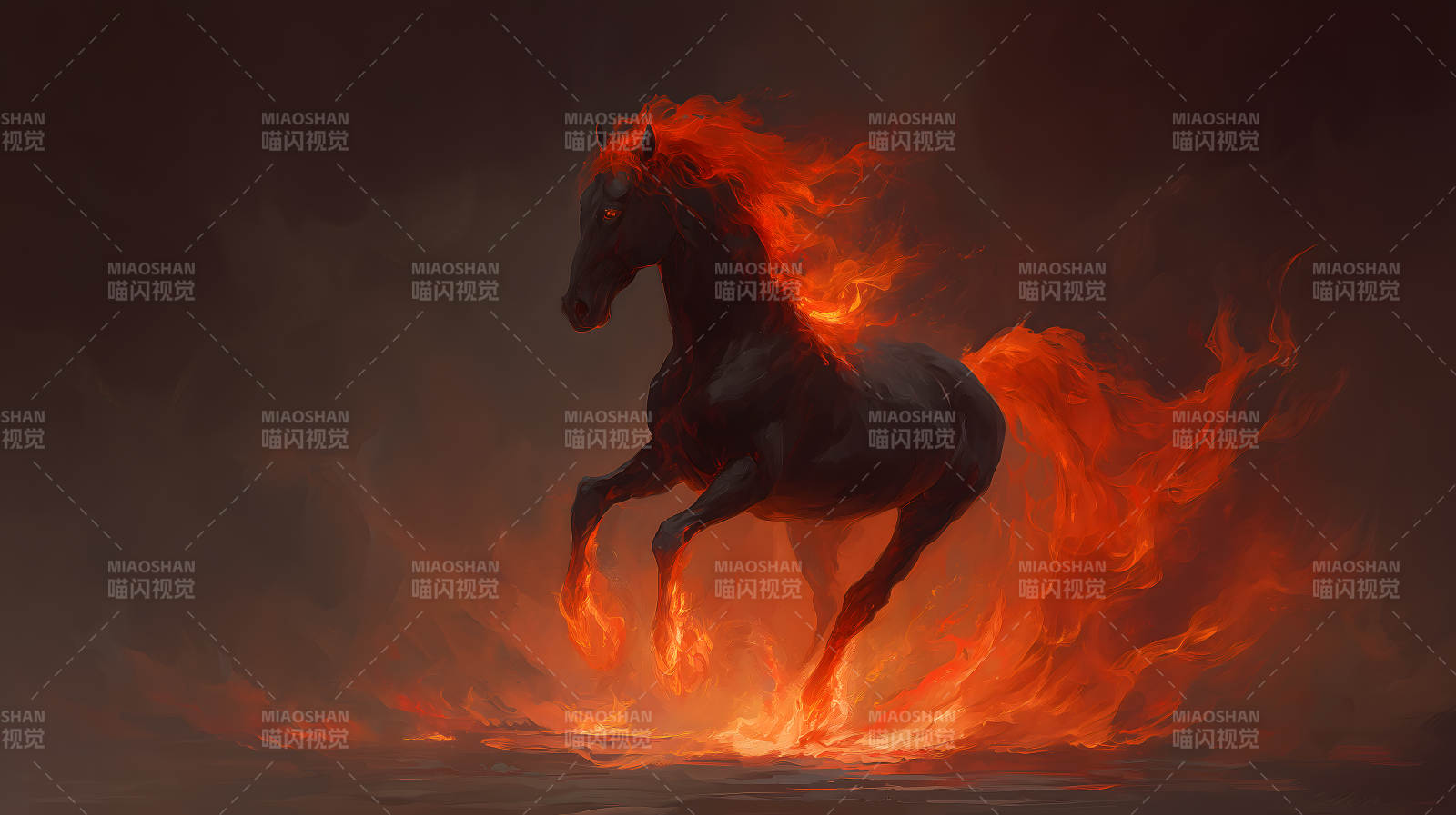 火焰战马在烈焰中奔腾图片