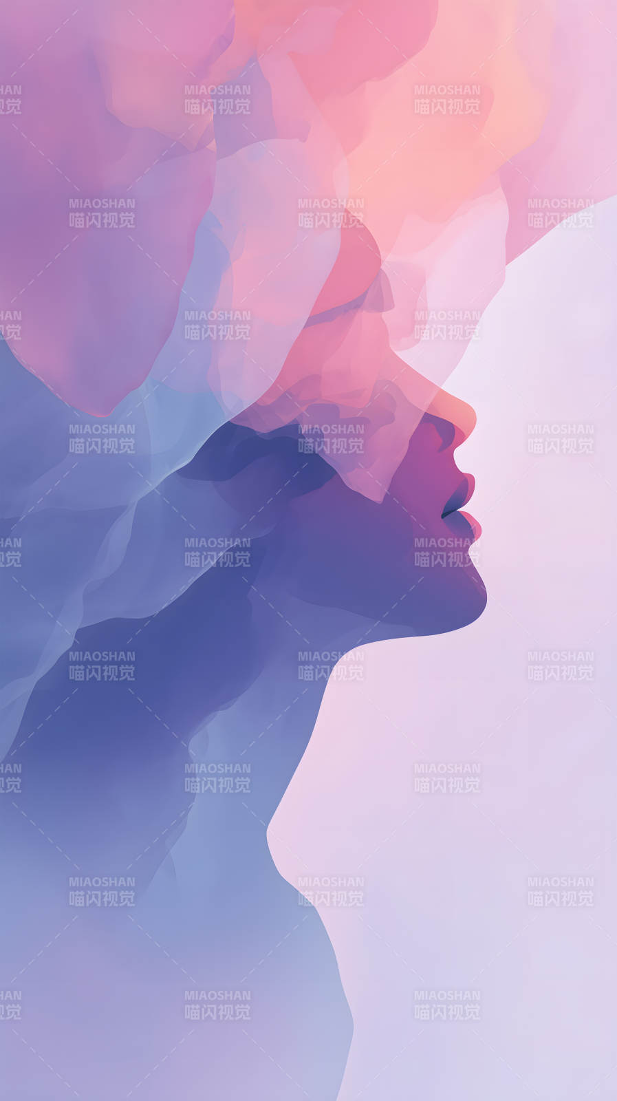 抽象人物侧脸剪影色彩缤纷图片