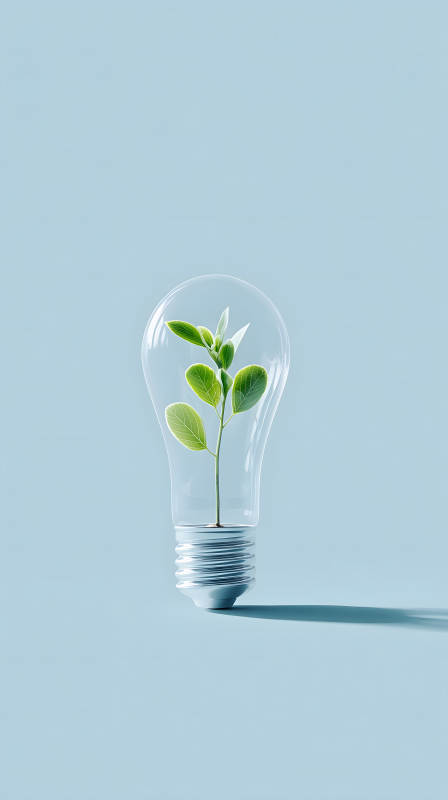 灯泡中绿植寓意环保理念图片