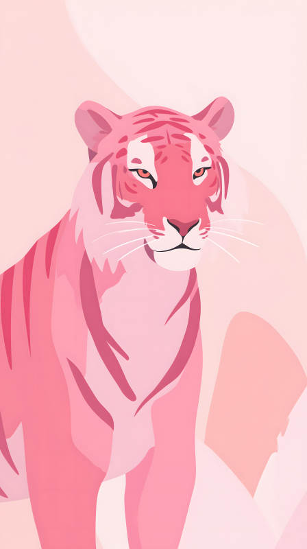 粉色老虎的插画设计图片