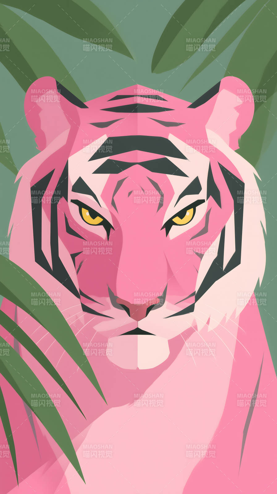 粉色老虎丛林背景图图片