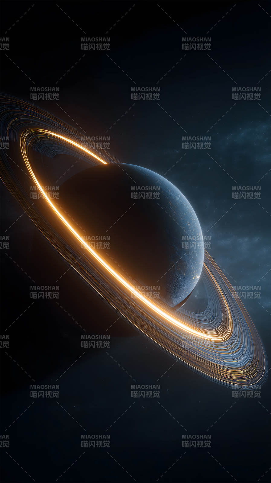 行星光环在宇宙中闪耀图片