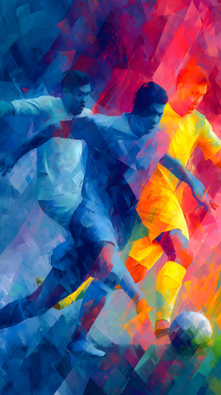 足球运动员艺术风格抽象画图片