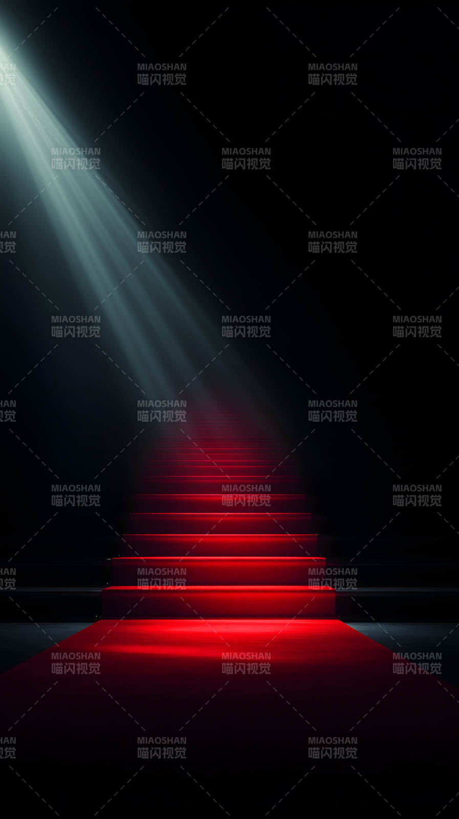 红毯楼梯聚光灯下通往光明图片