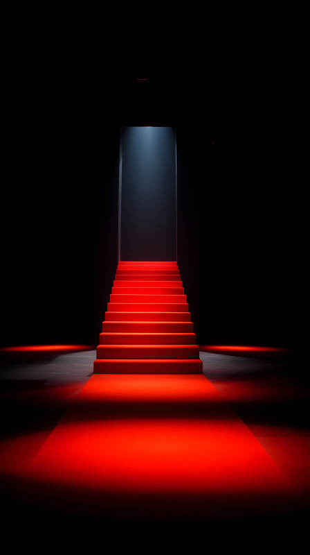 红色的楼梯通往光明黑暗中图片