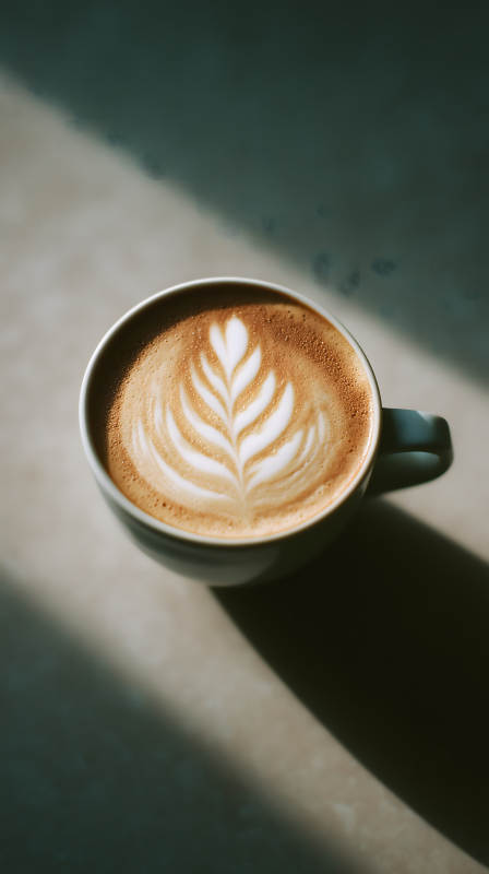 一杯咖啡上的拉花艺术图片
