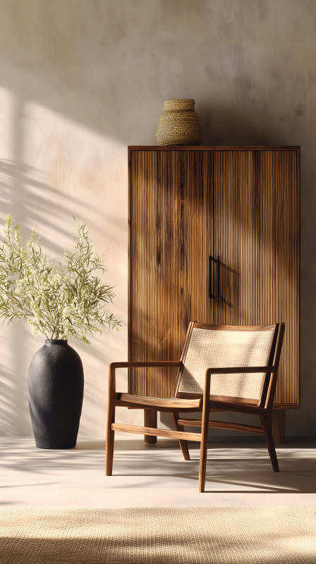 室内温馨摆设木质家具和装饰物图片