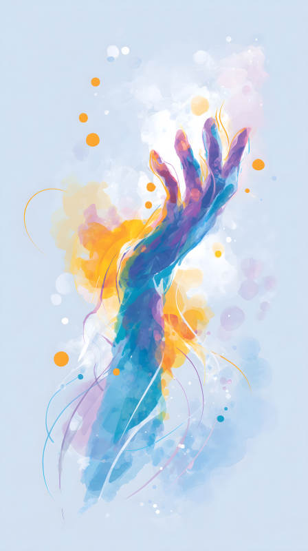 水彩手向上伸展抽象画图片