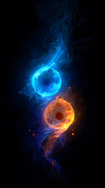 火焰冰球对撞黑色背景图片