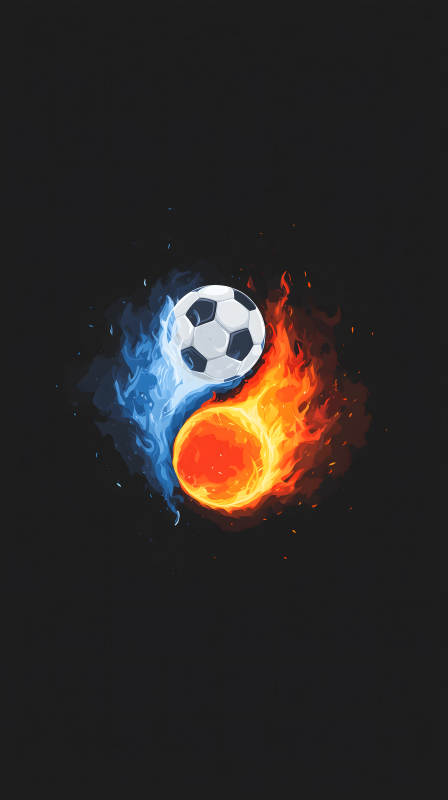 足球阴阳火焰碰撞意境图片