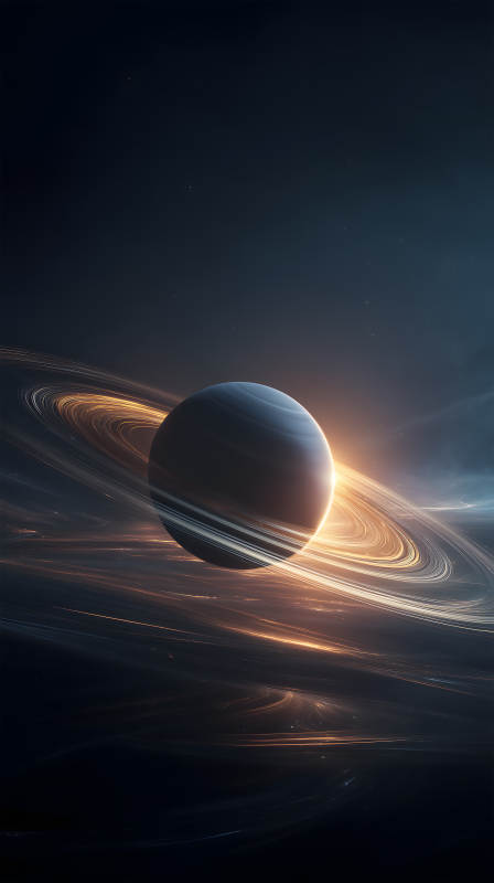 行星环绕的宇宙景象图片