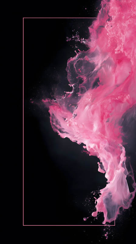 粉色墨水在黑色背景下流动图片