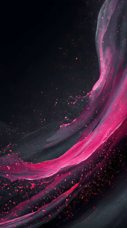粉色液体在黑色背景中飞溅图片