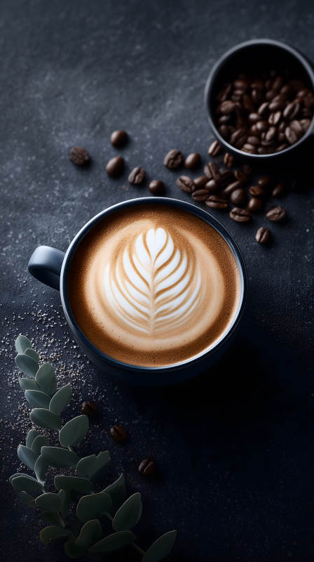 一杯美味的拿铁咖啡艺术拉花图片