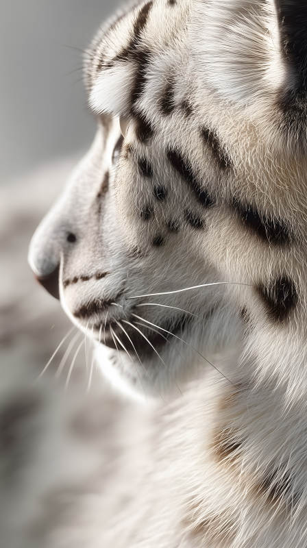 雪豹侧面特写毛发细腻质感极佳图片