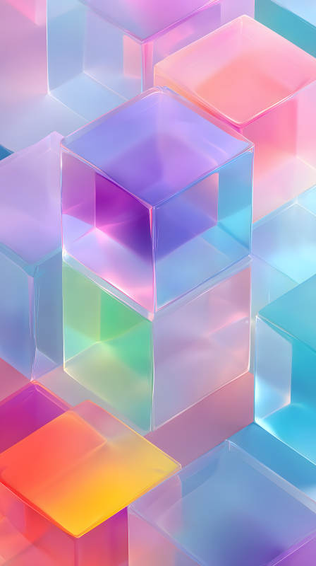 梦幻透明立方体堆叠艺术效果图图片