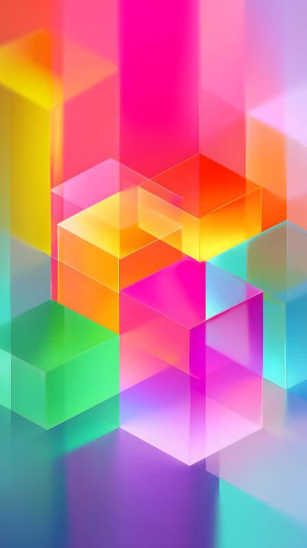 彩色透明方块堆叠艺术图图片