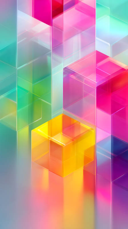 彩色透明立方体构成抽象背景图片