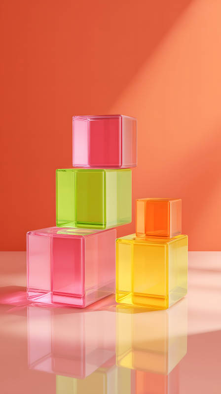 彩色方块堆叠几何光影图片