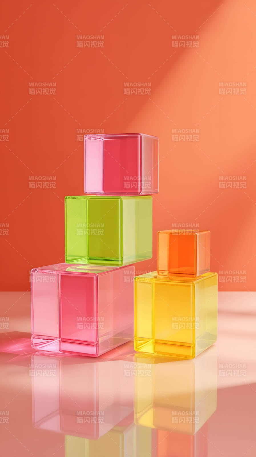 彩色方块堆叠几何光影图片