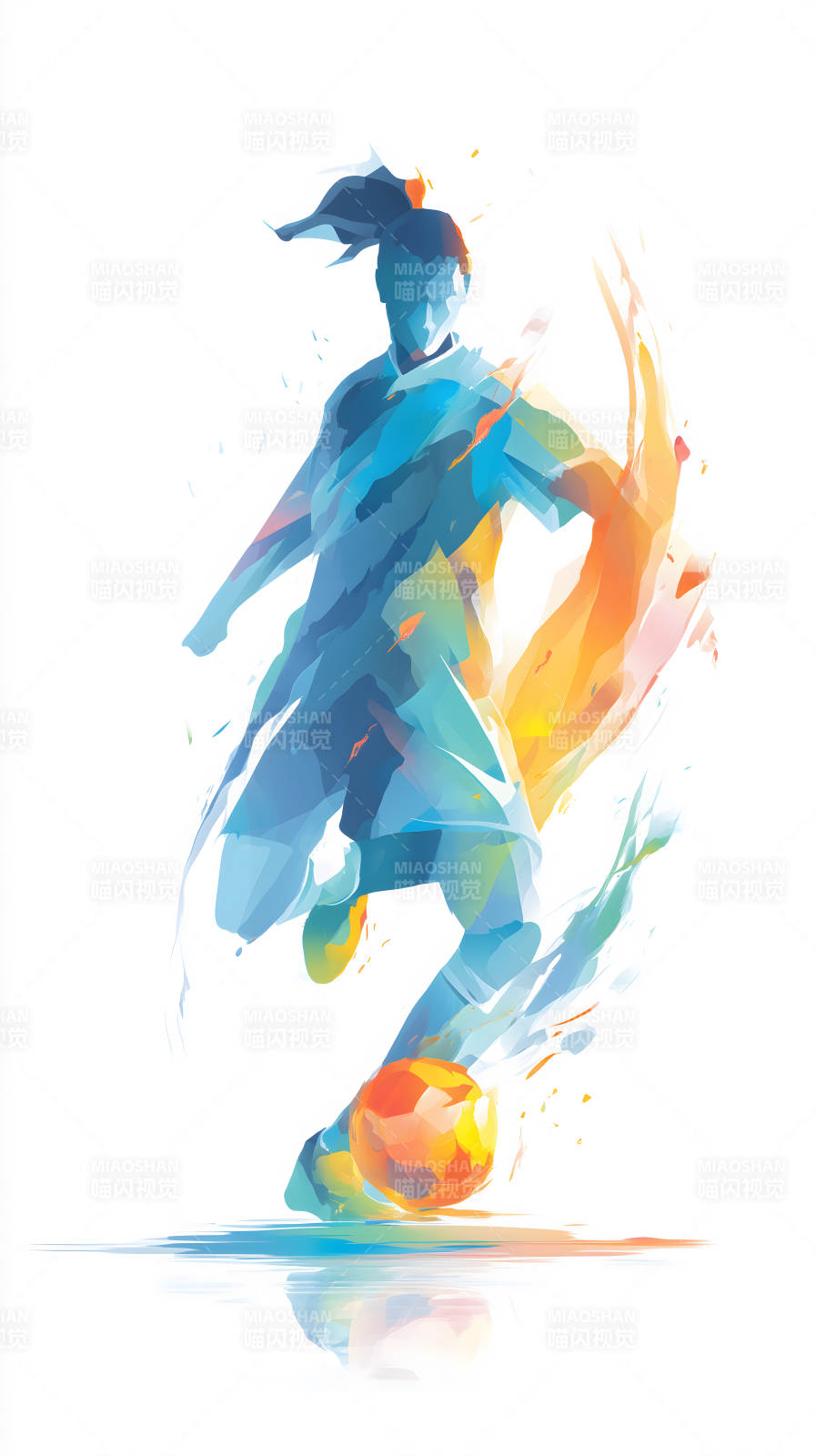 抽象足球运动员踢球瞬间画面图片