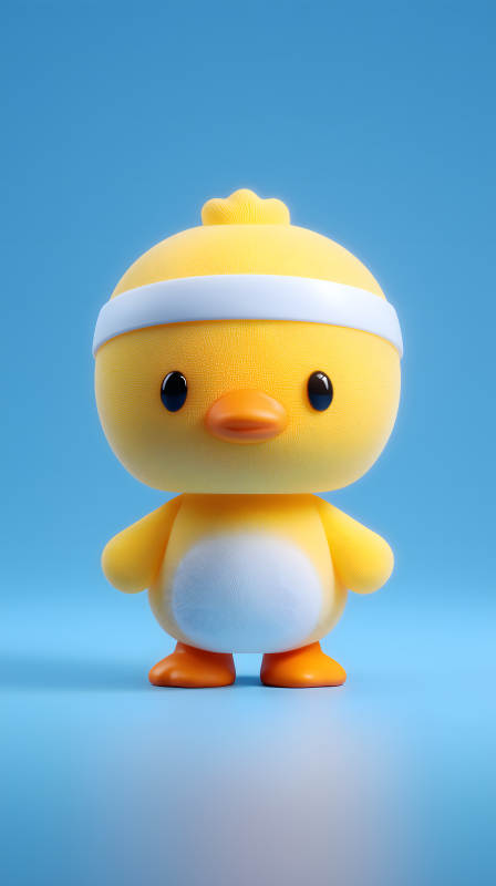 可爱卡通小黄鸭戴着白色头带图片