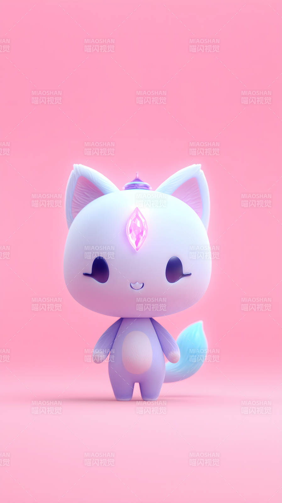 可爱卡通猫咪粉色背景萌趣呈现图片