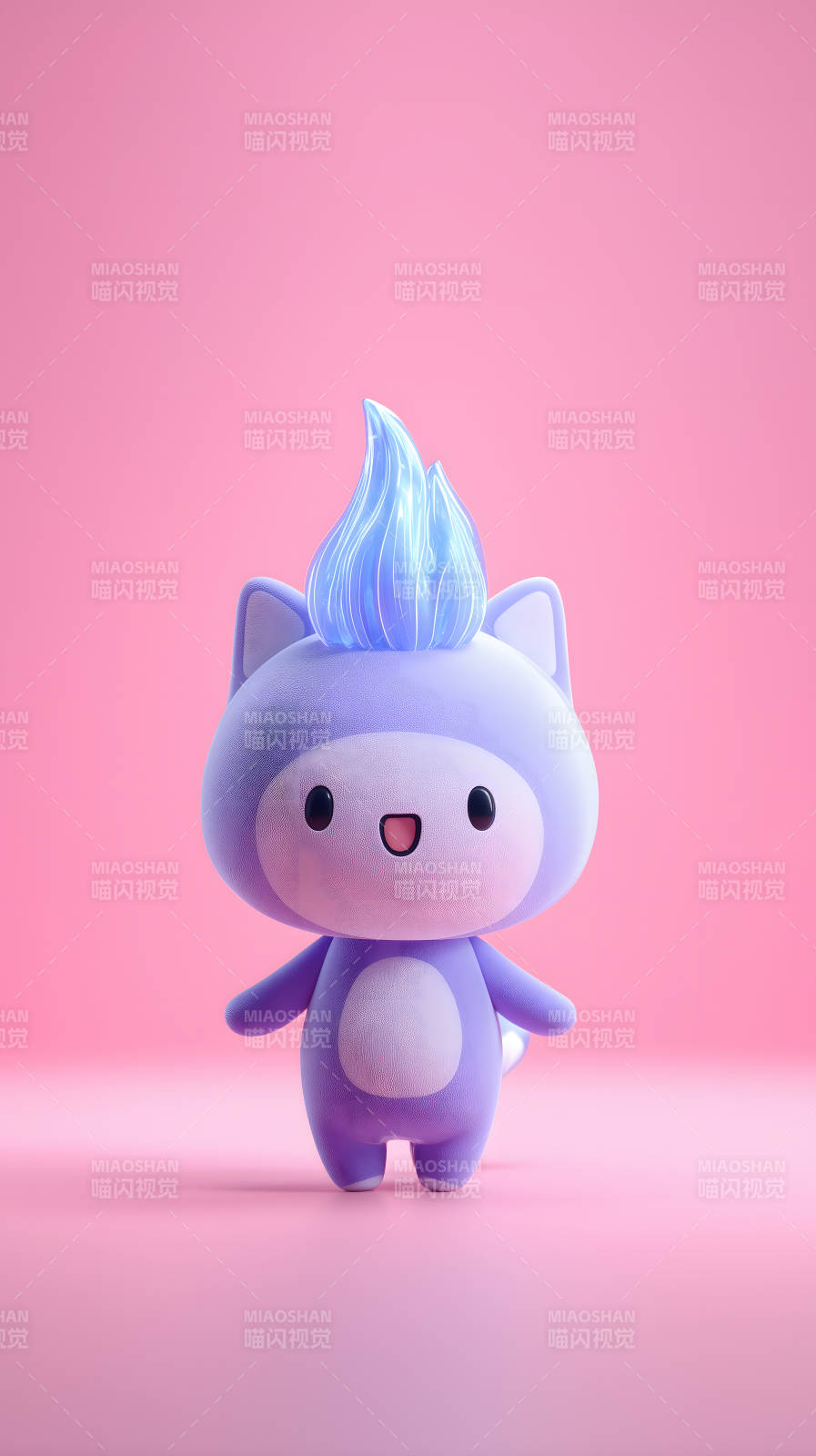 可爱小猫卡通角色蓝色火焰头饰图片