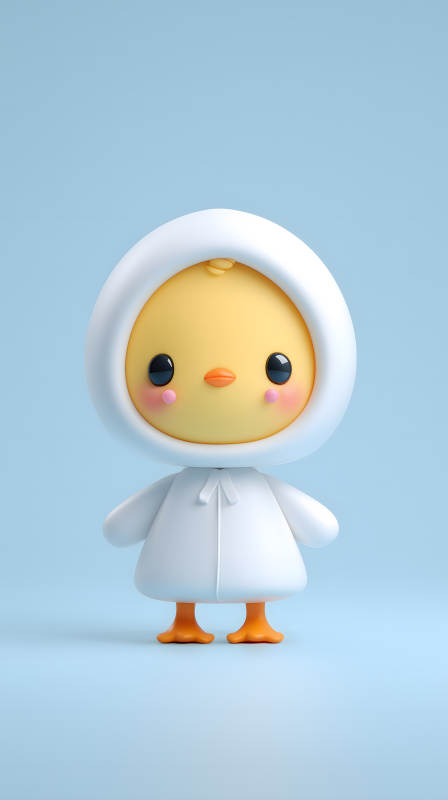 可爱卡通小鸡穿着白色外套图片