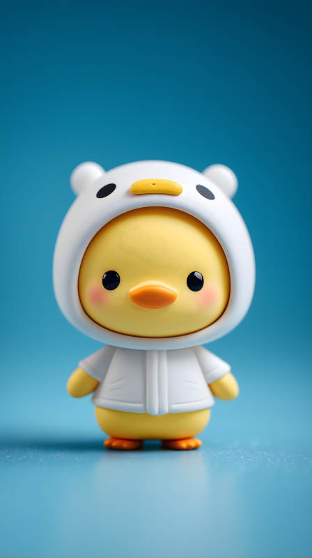 可爱卡通鸭子穿着熊头卫衣图片