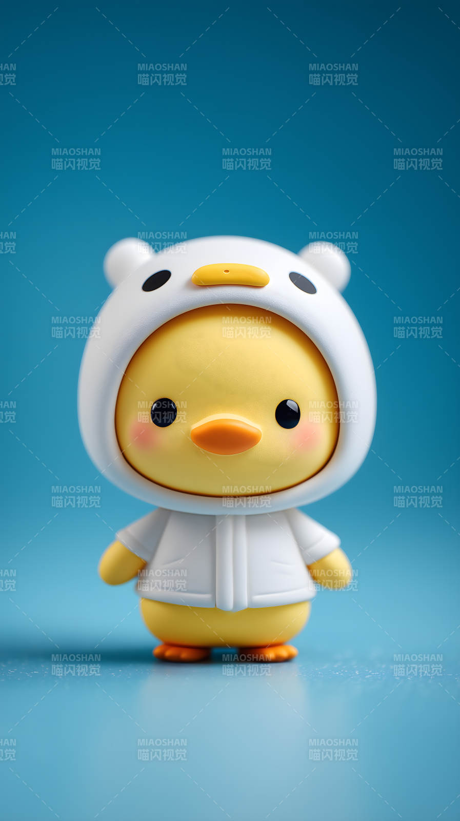 可爱卡通鸭子穿着熊头卫衣图片