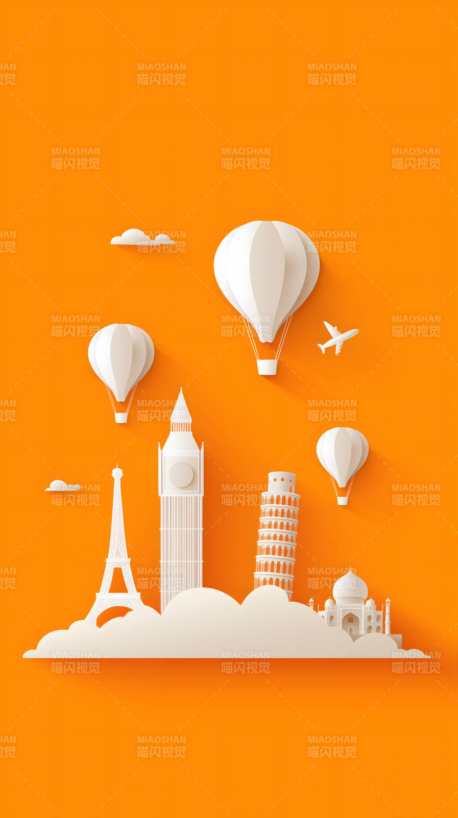 环游世界纸雕艺术旅行风景图片