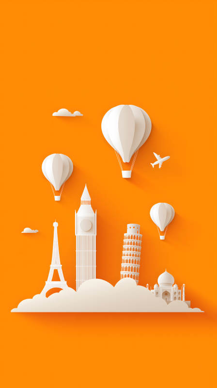 环游世界纸雕艺术旅行风景图片