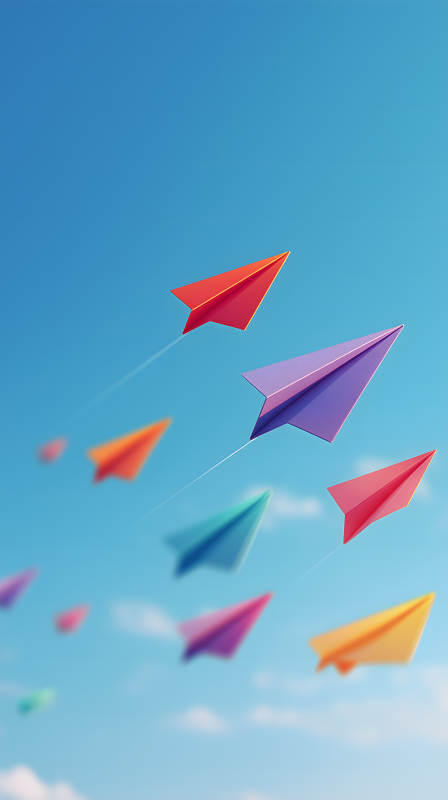 天空纸飞机飞翔画面图片