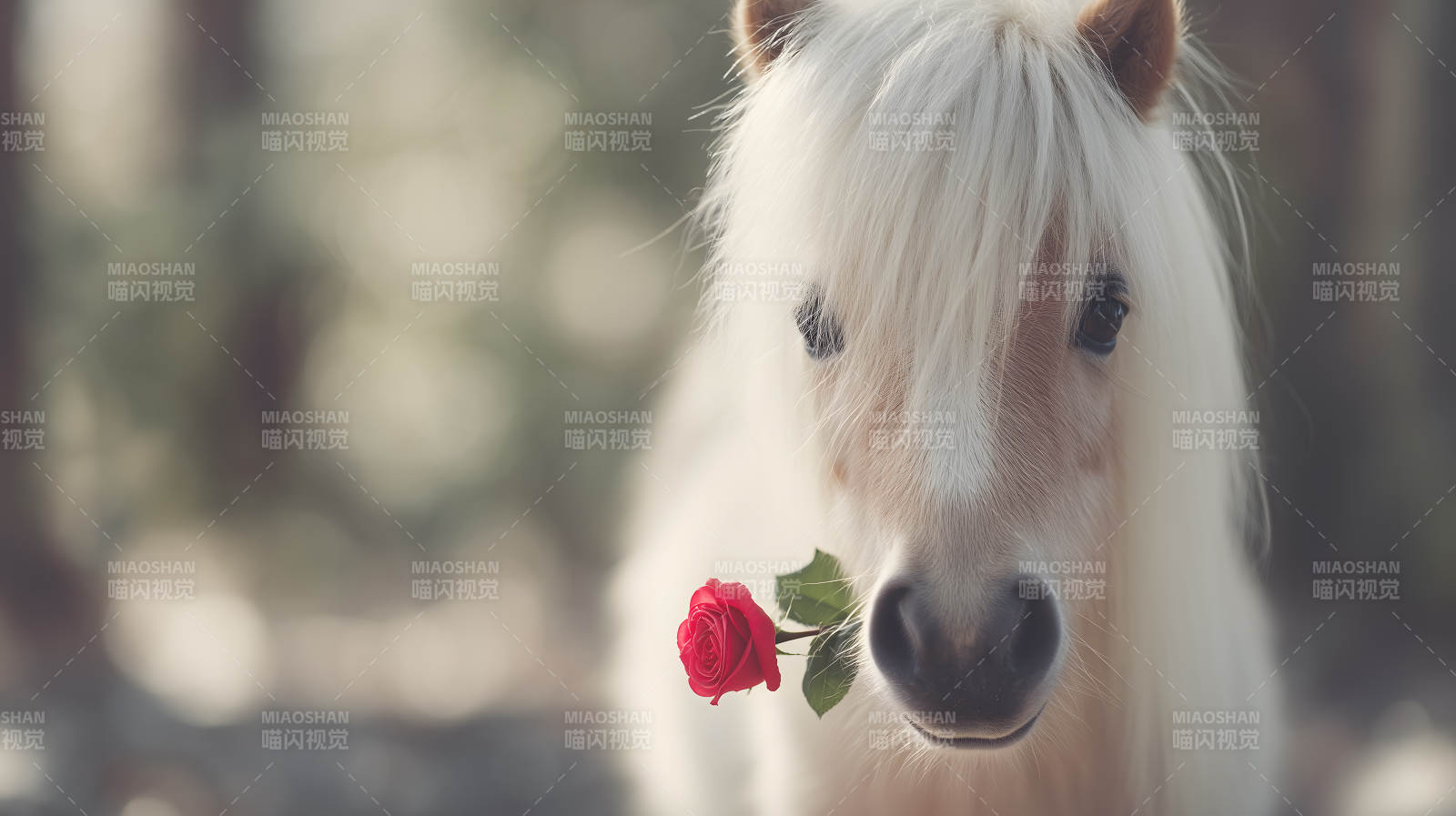 小马含着红玫瑰很可爱图片
