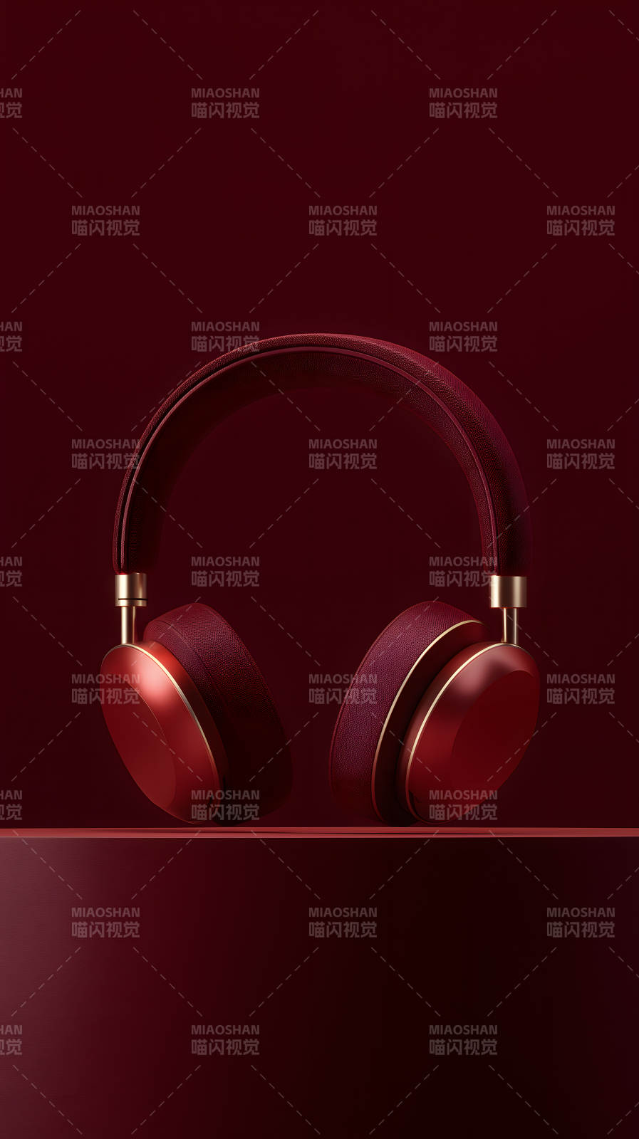 红色耳机设计展示图片