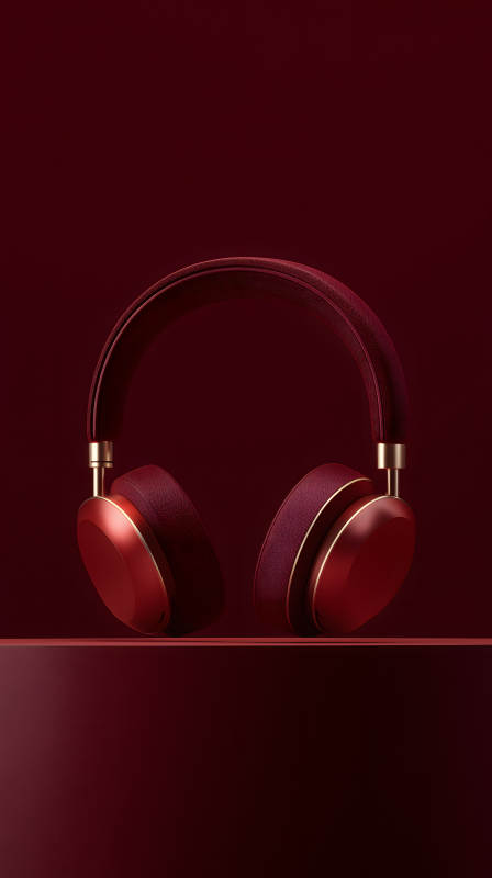 红色耳机设计展示图片