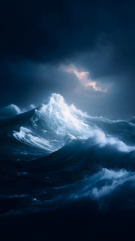 风暴中的巨浪冲击画面图片