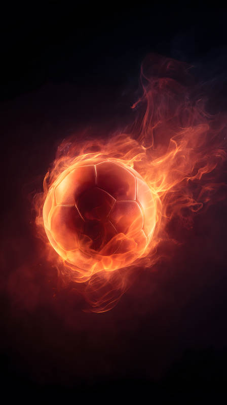 燃烧的足球在黑暗中闪耀图片