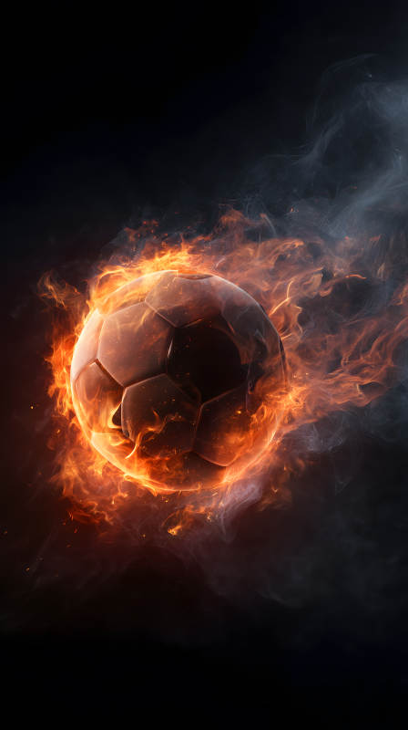 燃烧的足球火焰腾空而起图片