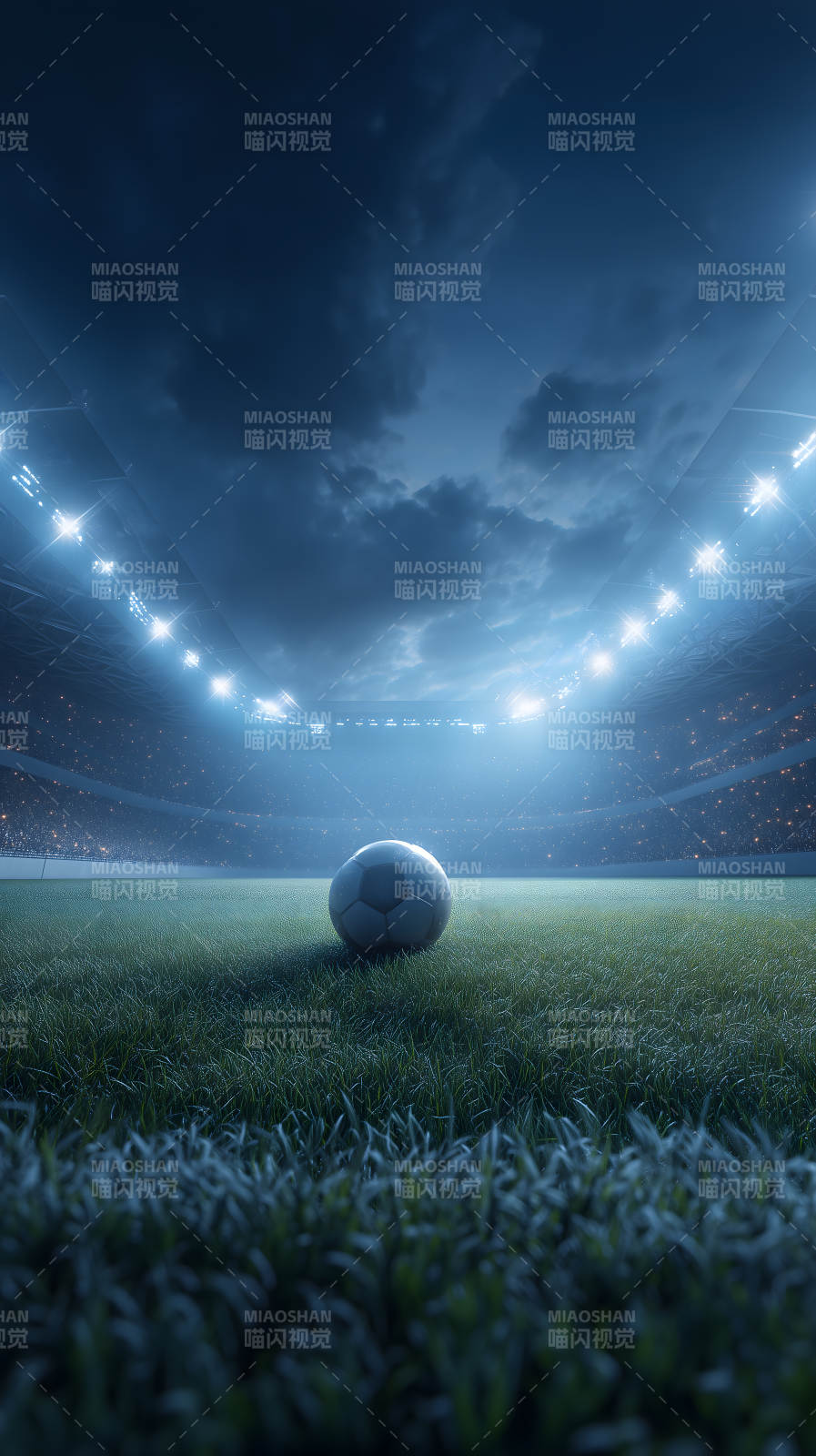 夜幕下足球场等待比赛开始图片