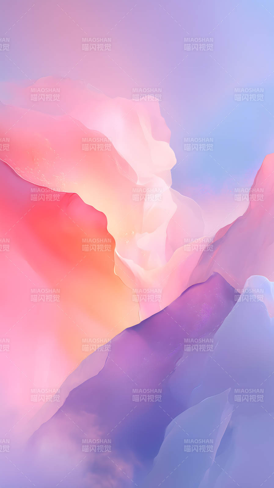 梦幻抽象山峦粉色渐变天空背景图片