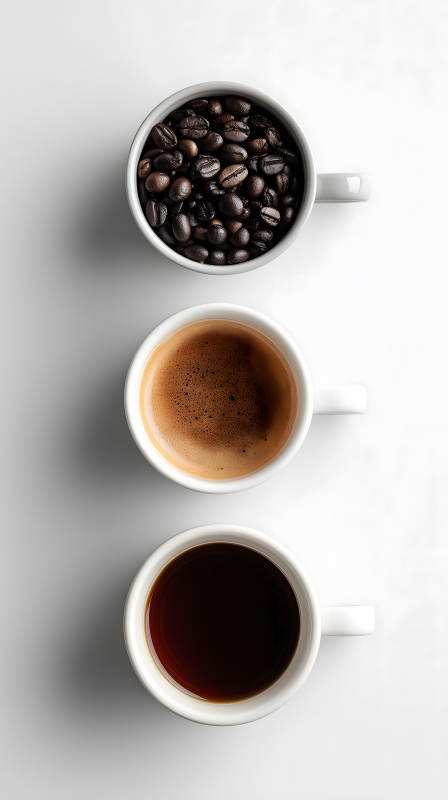 咖啡豆咖啡分层呈现图片